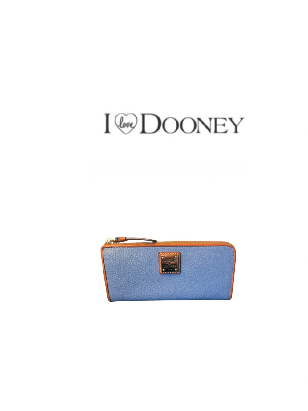 Dooney & Bourke Blue Pebble Grain Zip Wallet